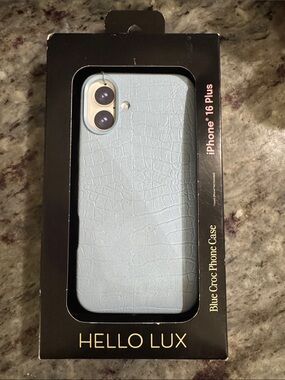 NEW HELLO LUX Light Blue Croc Phone Case for iPhone 16 Plus